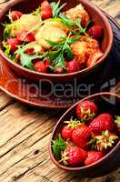Salad with strawberry and fried cheese