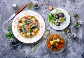 Delicious soup wild mushrooms