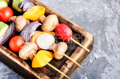 Raw vegetables on skewers