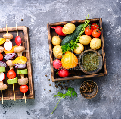 Kebabs,vegetables on skewer