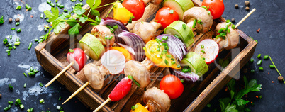 Raw vegetables on skewers