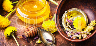 Dandelion honey in jar