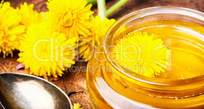Dandelion honey in jar