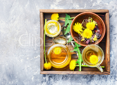 healthy dandelion honey and tea