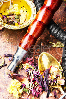 Asian tobacco hookah with floral tea aroma