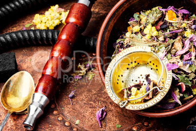 Asian tobacco hookah with floral tea aroma