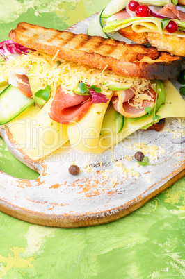 Sandwiches on cutting board