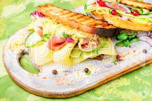 Sandwiches on cutting board