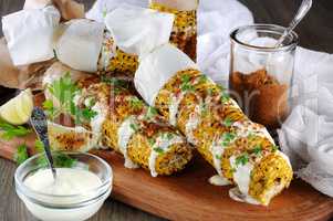 Grilled corn cobs