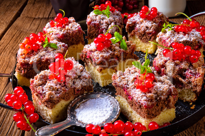 Gorgeous juicy chocolate cake with red currant