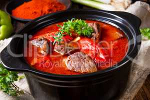 A real Hungarian goulash with beef and paprika