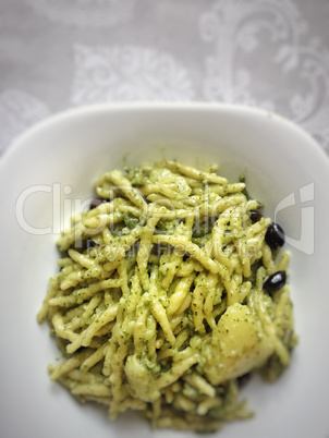 Italian pasta with pesto sauce