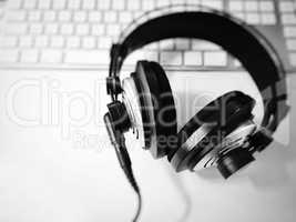 black and white stereo headphones