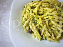 Italian pasta with pesto sauce