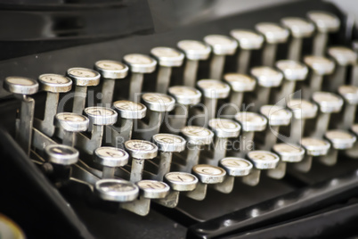 Antique typewriter keys close up