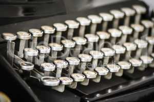Antique typewriter keys close up