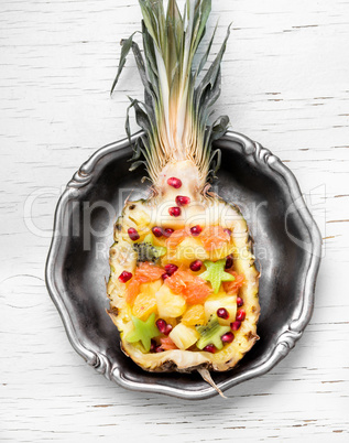 Fruit salad in pineapple