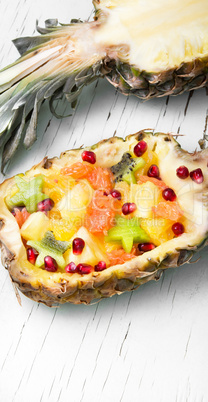 Mix tropical fruit in pineapple