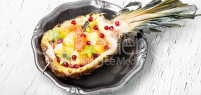 Fruit salad in pineapple