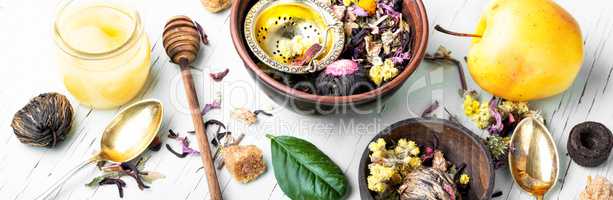 Set healthy herbal tea