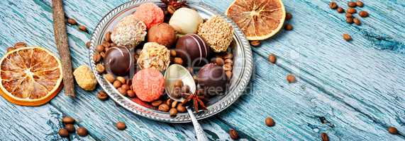 Assortment of chocolate candies