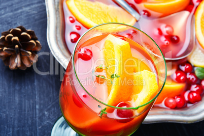 Refreshing sangria with fruits