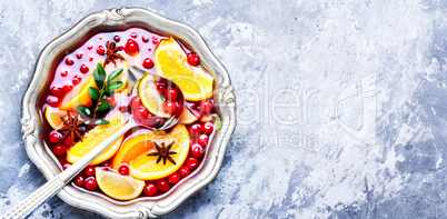 Cocktail with fruits and berries