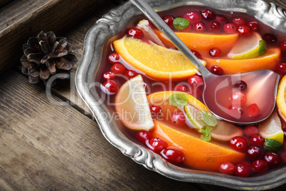 Cocktail with fruits and berries