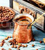 Turkish coffee made in cezve