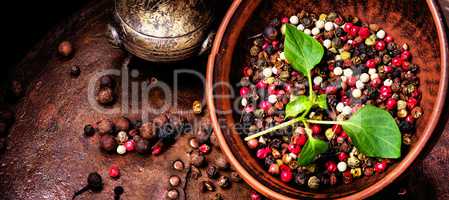 Different kinds of peppercorns.