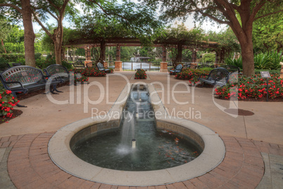 Fountain and entryway of the Garden of Hope and Courage