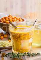sea buckthorn honey ginger mix in glass
