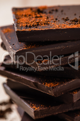 Stack of Chocolate Bars with chili powder