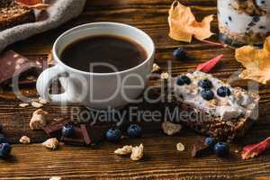 Cup of Coffee with Blueberry Toast