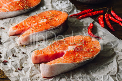 Salmon Steaks with Spices.
