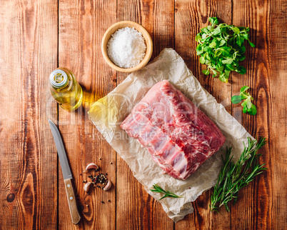 Raw Pork Ribs with Different Spices