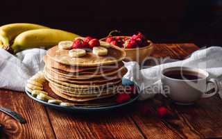 Homemade Pancakes with Strawberries and Banana