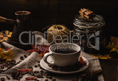 Coffee Cup with Autumn Leaves