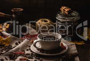 Coffee Cup with Autumn Leaves