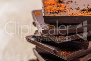 Stack of Chocolate Bars on light background
