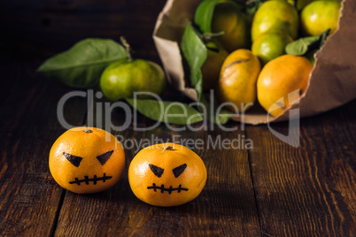 Two scary tangerines for Halloween