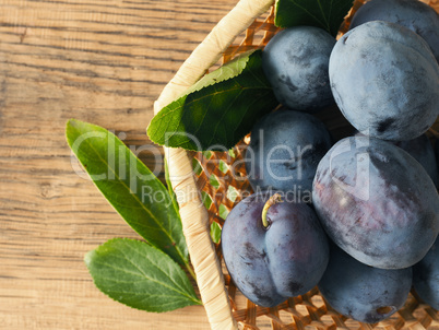 Fresh organic plums