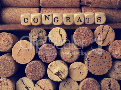 The word congrats with bottle cork