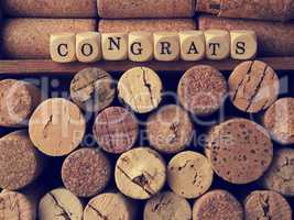 The word congrats with bottle cork