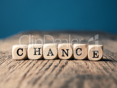The word Chance on small dices