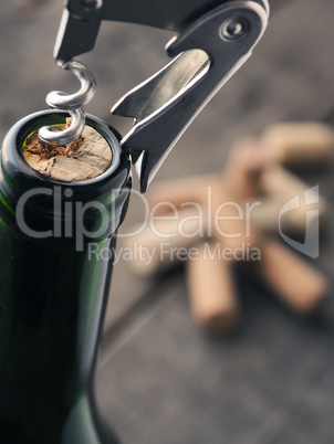 Close up of a wine bottle