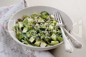 Salad from noodles from cucumbers and    laminaria