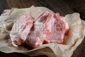 Raw pork steaks on bone