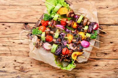 Vegetables grilled skewers