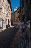 Street view of an old stone town.